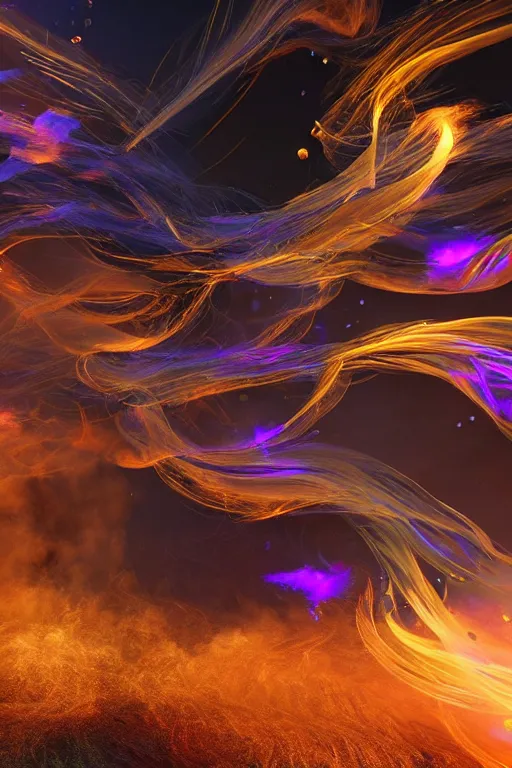 Image similar to swirling light streaks and ornate flowing smoke streams and smooth particle effects, fume fx, unreal engine