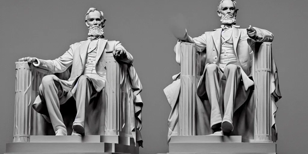 Image similar to john malkovich as the lincoln memorial, grayscale, ultrafine detail