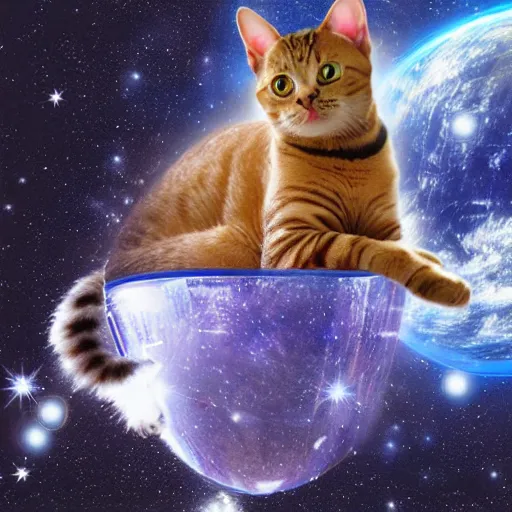 Image similar to A cat in space, hyper realistic, HD, HQ, photo realistic