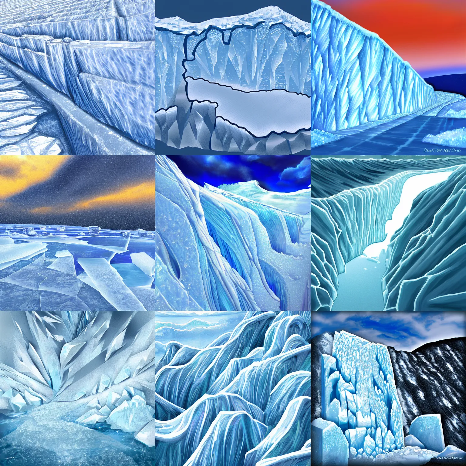 Prompt: mile high wall of ice, digital art