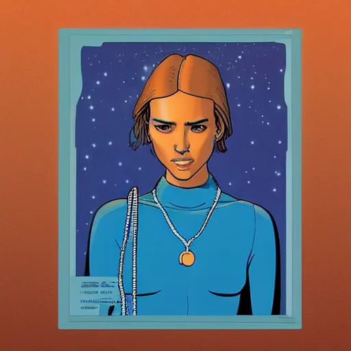 Image similar to “ jessica alba retro minimalist portrait by jean giraud, moebius starwatcher comic, 8 k ”