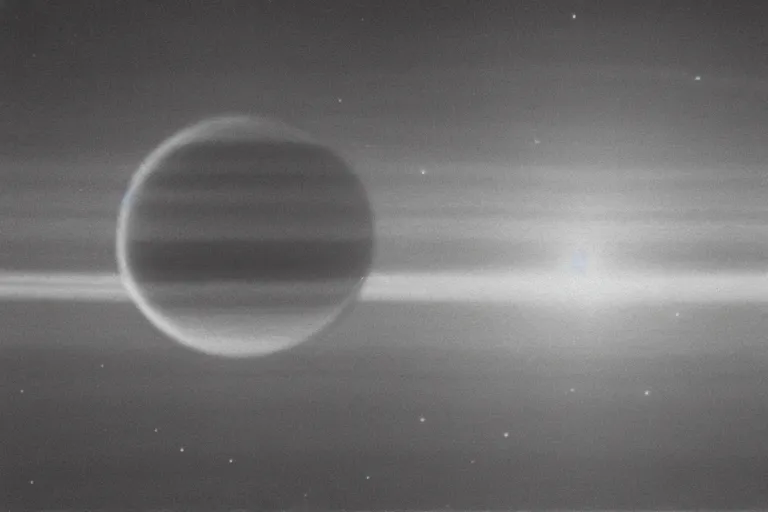 Image similar to the planet jupiter colliding with the earth, photo taken from the surface of the earth, black and white spielberg 3 5 mm film cinematic 4 k