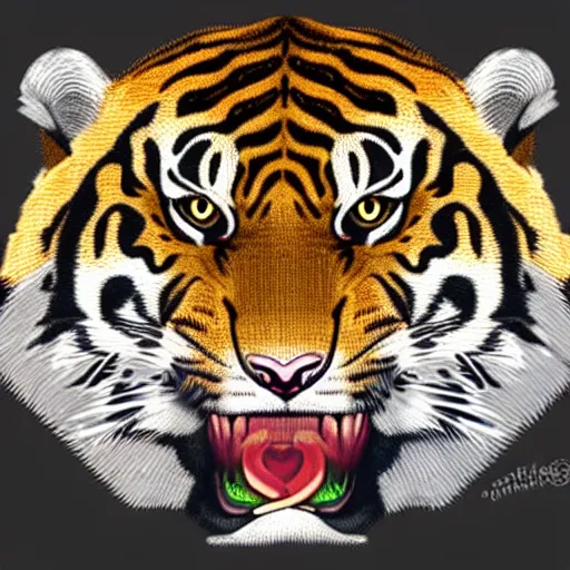 Prompt: anthropomorphized sabertooth tiger illustration, simple with cartoon style, large tusks