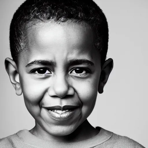 Prompt: a face portrait of barak obama, michelle obama, at 6 years old. photography.