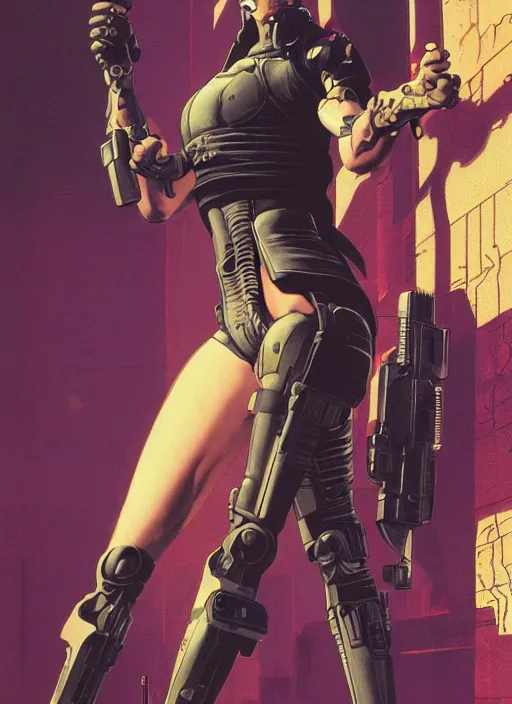 Prompt: cyberpunk mercenary. portrait by stonehouse and mœbius and will eisner and gil elvgren and pixar. realistic proportions. cyberpunk 2 0 7 7 character design, apex, blade runner 2 0 4 9 concept art. cel shading. attractive face. thick lines.