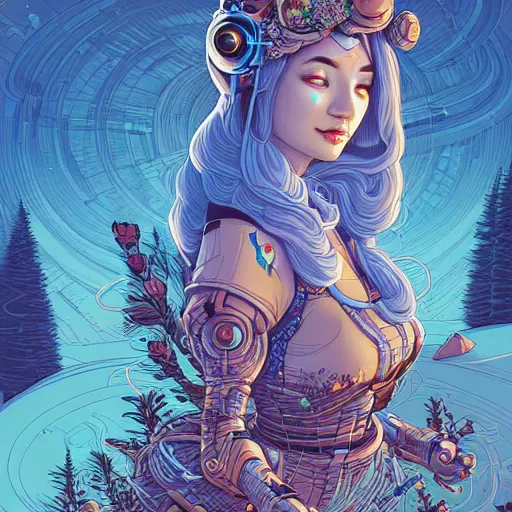 Image similar to ethereal cybernetic princess in the mountains, extremely detailed, sharp focus, wide view, full body shot, smooth, digital illustration, by dan mumford. james jean, by rossdraws, frank franzzeta, sakimichan