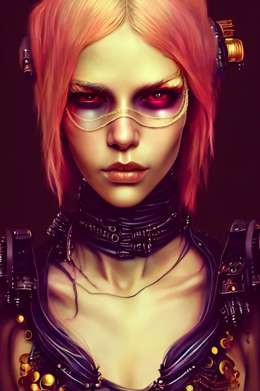 Prompt: soft lustrous raver gutter punk gothic cyborg, golden ratio, flowerpunk, details, scifi, fantasy, cyberpunk, intricate, decadent, highly detailed, digital painting, octane render, artstation, concept art, smooth, sharp focus, illustration, art by artgerm, loish, wlop