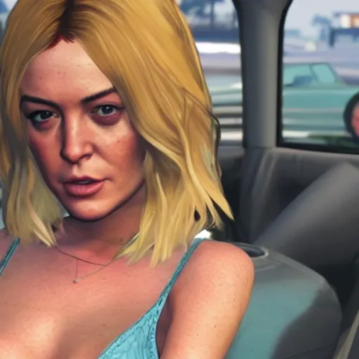 Prompt: Lindsay Lohan in GTA 5.