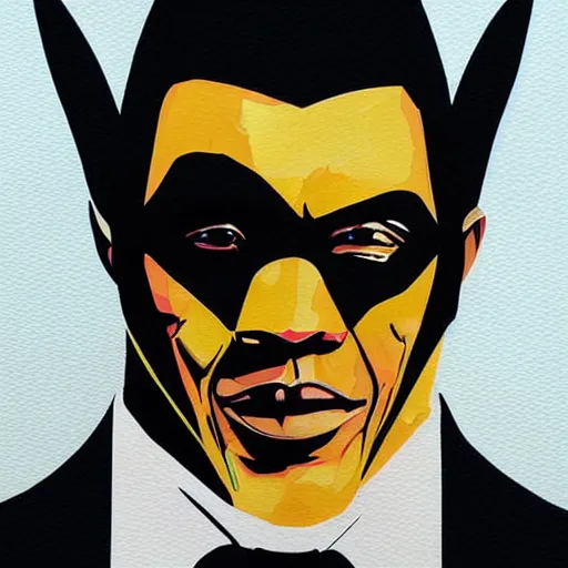 Image similar to Obama as Batman, painted by Conrad Roset