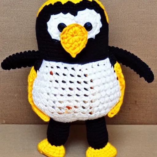 Prompt: crocheted penguin