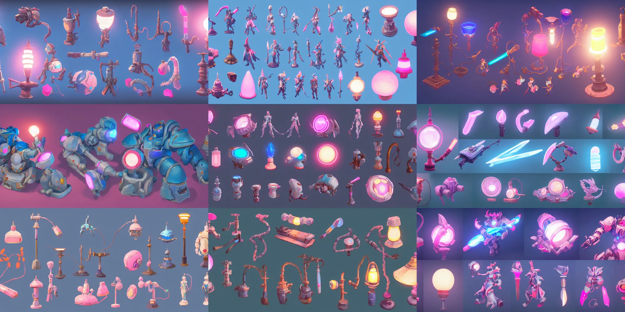 Prompt: game asset of close up japanese lamps and light source, in gouache detailed paintings, props, stylized, 2 d sprites, kitbash, arcane, overwatch, blue and pink color scheme, 8 k, close up