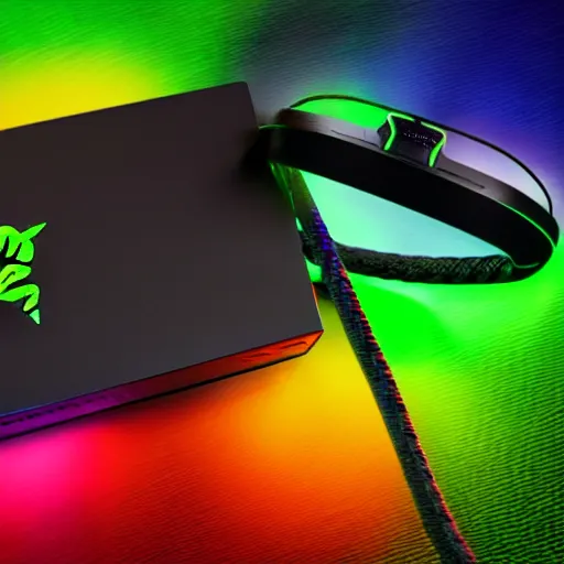 Image similar to gaming razer rgb rope, cinemating photo, high - action angle, professional comercial vibe, 8 k, cgi.