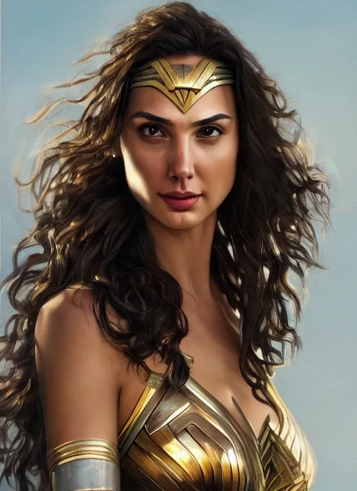 Image similar to a beautiful painting of Gal Gadot , very detailed, 4K, epic , trending on artstation, hd, masterpiece