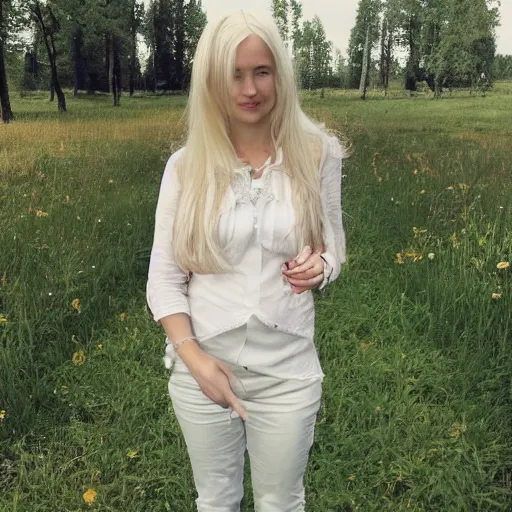 Image similar to a beautiful blonde girl on midsummers eve in Sweden