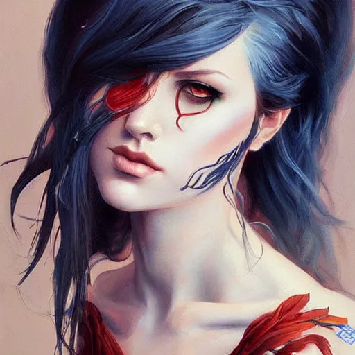 Image similar to a beautiful painting representative of the art style of artgerm + wlop + gerald brom