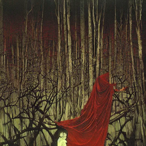 Image similar to a cult ritual in a dark forest, high detailed beksinski painting, by adrian ghenie and gerhard richter. art by takato yamamoto. masterpiece, deep colours.