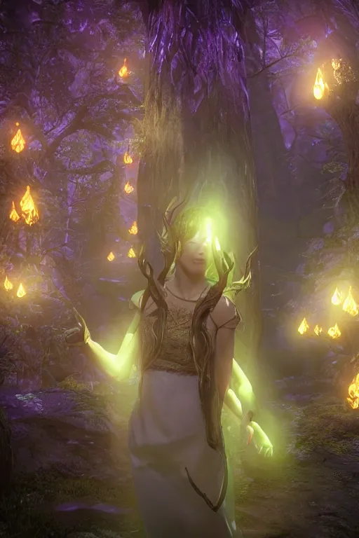 Image similar to elven glowing magic effects, unreal