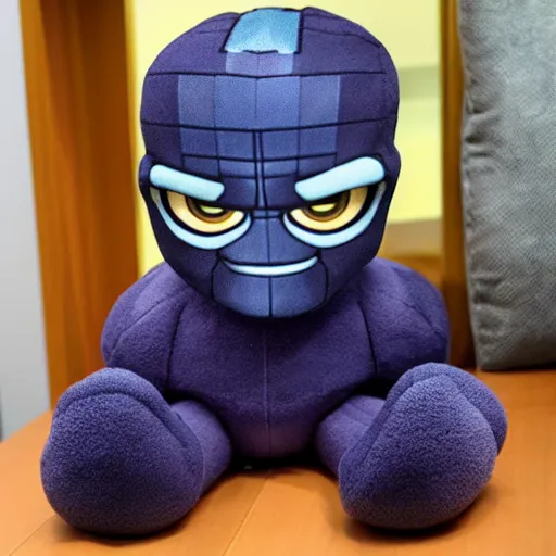 Prompt: cute thanos plushy toy