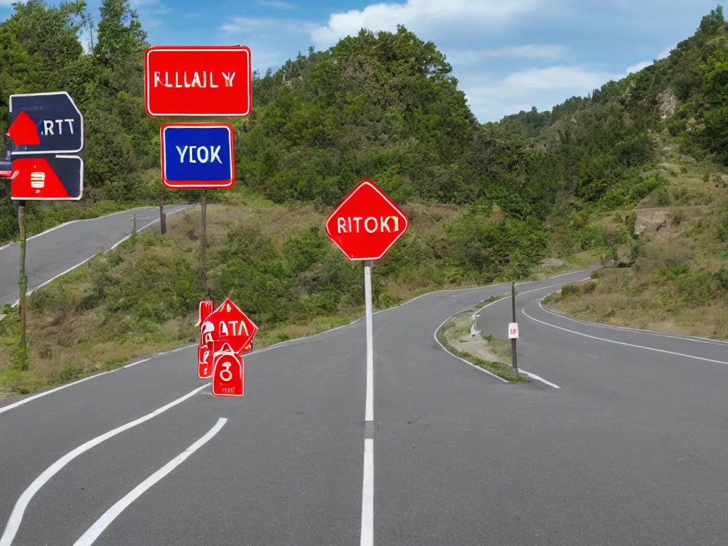 Image similar to confusing road signs, 8k resolution, ultrarealistic