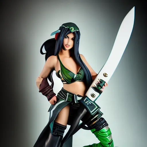 Image similar to akali from league of legends, actionfigure, studio lighting, product shoot