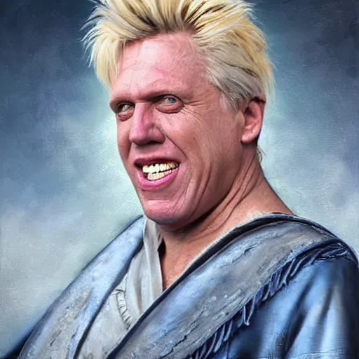 Image similar to hyperrealistic mixed media high resolution painting of Gary Busey as the Emperor from Star Wars, stunning 3d render inspired art by Jamie Salmon and WForrest and Greg Rutkowski, perfect facial symmetry, dim volumetric lighting, 8k octane beautifully detailed render, full body shot, post-processing, extremely hyper-detailed, intricate, epic composition, highly detailed attributes, highly detailed atmosphere, cinematic lighting, masterpiece, trending on artstation, very very detailed, masterpiece, stunning, flawless completion, lifelike texture, perfection,