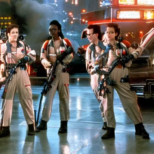 Image similar to stunning awe inspiring michael jackson as a ghostbuster in the movie ghostbusters, movie still 8 k hdr atmospheric lighting