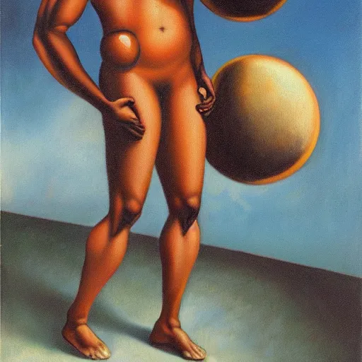 Image similar to a surrealist oil painting of a black man depicted as atlas, struggling to continue carrying the weight of the world, in the style of jean - marquett