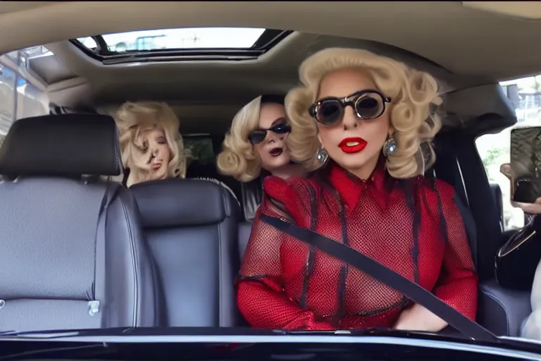 Image similar to lady gaga and judy garland carpool karaoke