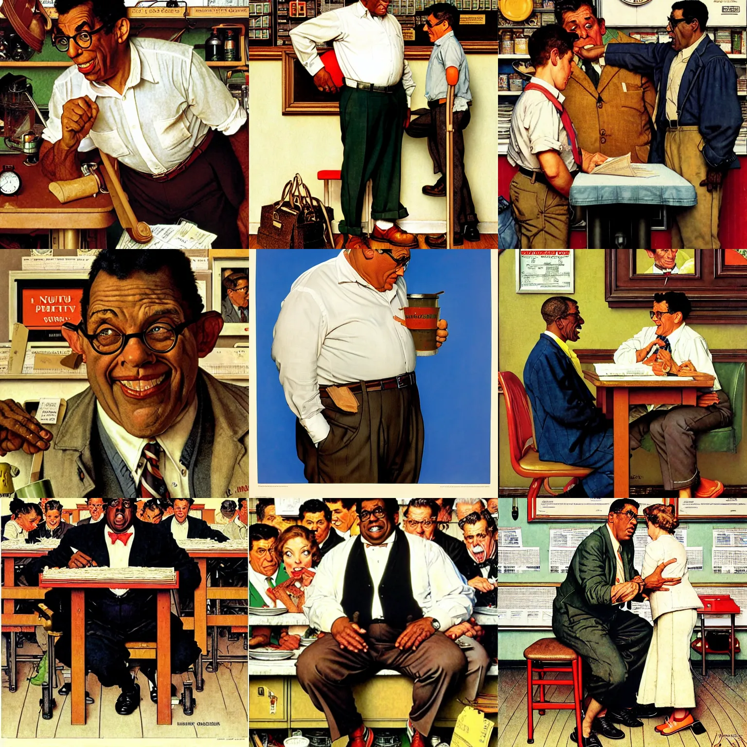 Prompt: The Nutty Professor, by Norman Rockwell