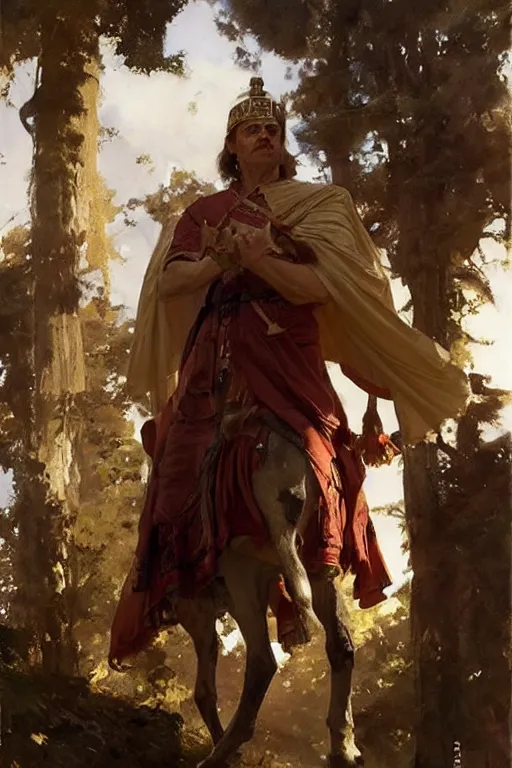 Image similar to ancient roman steve buscemi ascending wearing the civic crown, art by anders zorn, wonderful masterpiece by greg rutkowski, beautiful cinematic light, american romanticism by greg manchess, jessica rossier