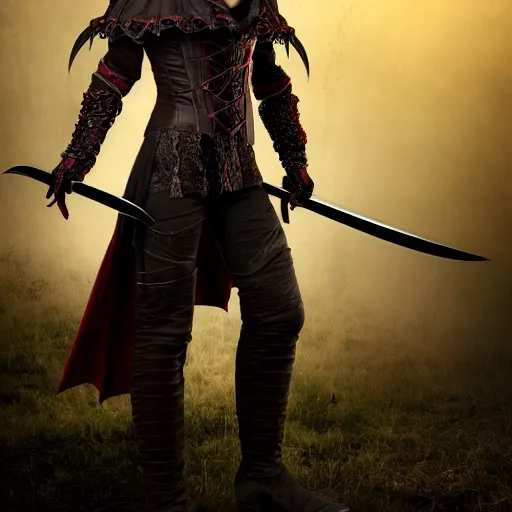 Prompt: full body photo of a beautiful vampire warrior, highly detailed, 4k, HDR,