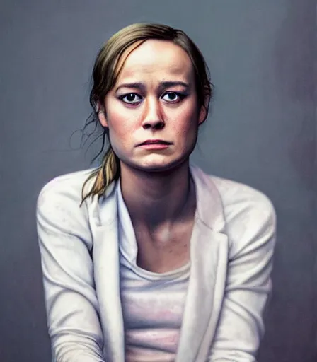 Image similar to a high quality, high detail, portrait photography of brie larson by andrew wyeth and gottfried helnwein