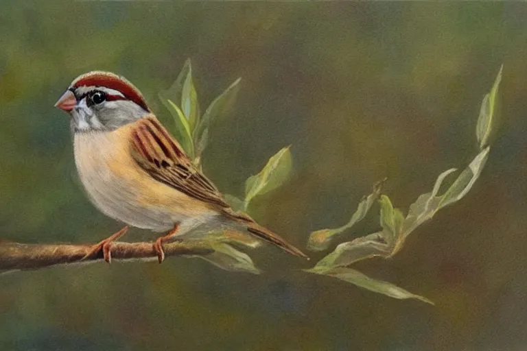 Image similar to the most beautiful painting of a sparrow