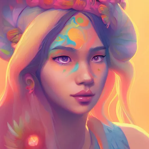 Image similar to portrait of a beautiful hippie, art by lois van baarle and ross tran and sam yang, digital art, high detail, sharp focus, trending on artstation, deviantart, pinterest, 4 k uhd image