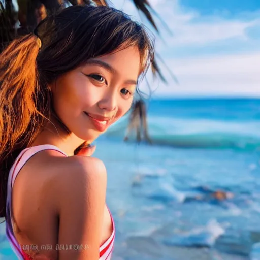 Image similar to beautiful Philippines girl at the beach