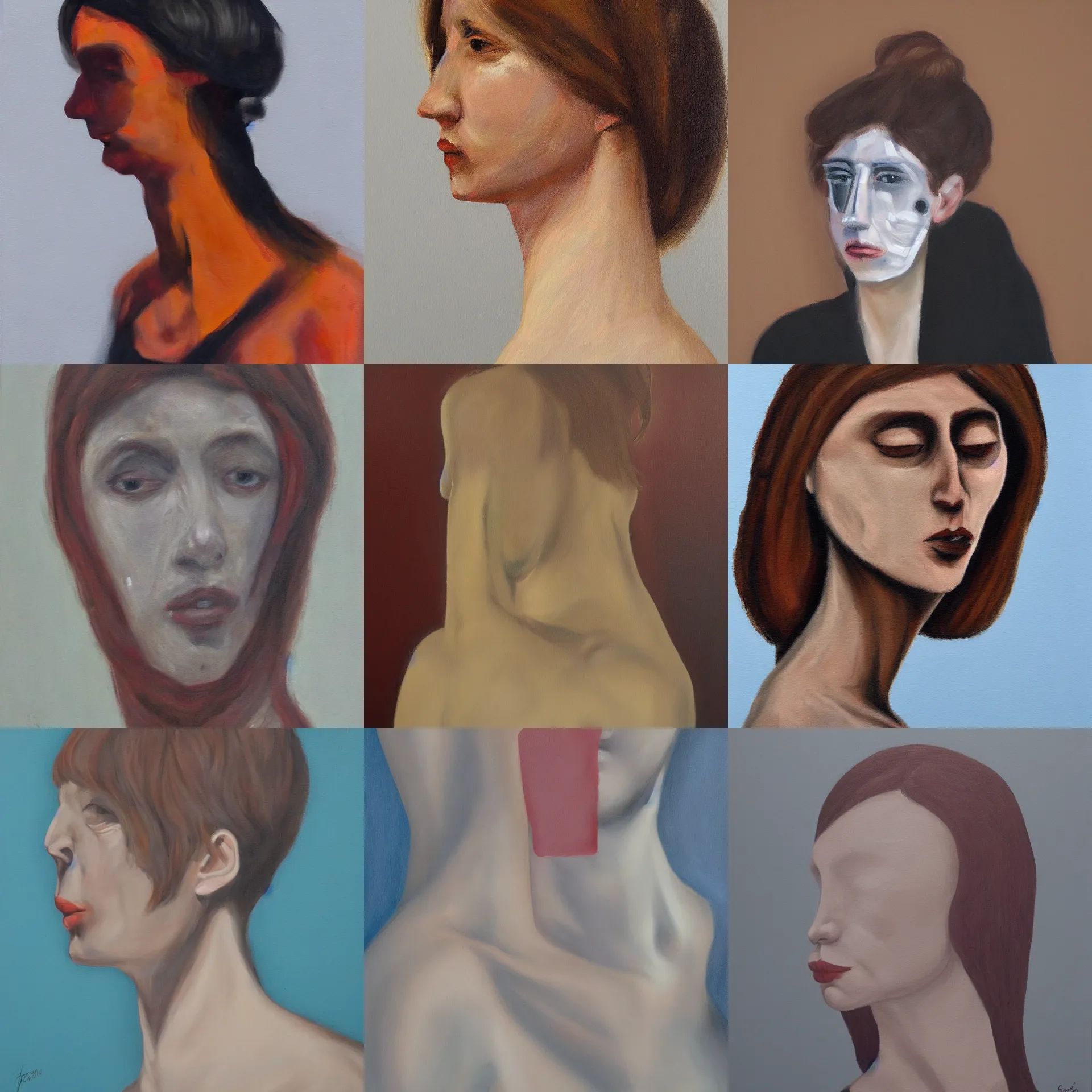Prompt: portrait of a faceless woman painted by fabio la fauci