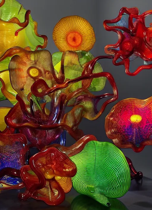 Image similar to an office desk light designed by dale chihuly