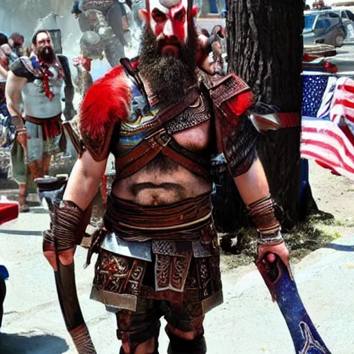 Image similar to avigdor lieberman as kratos from god of war