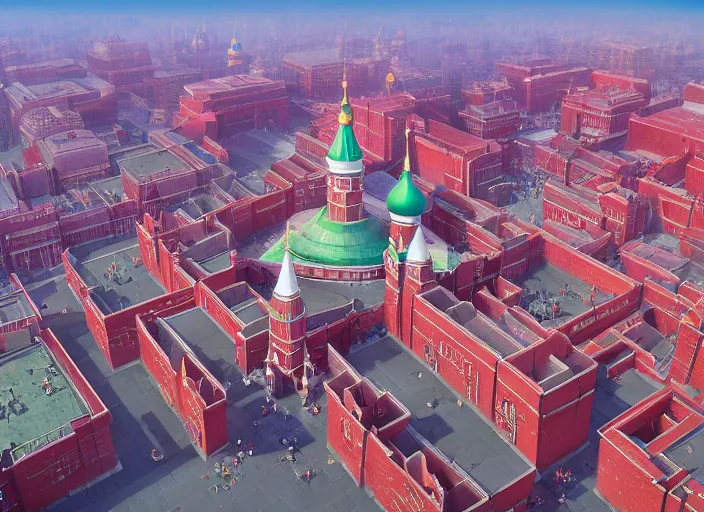 Image similar to overhead view of the great red square in the dwarf city of druman, medium shot, studio ghibli, pixar and disney animation, sharp, rendered in unreal engine 5, anime key art by greg rutkowski, bloom, dramatic lighting