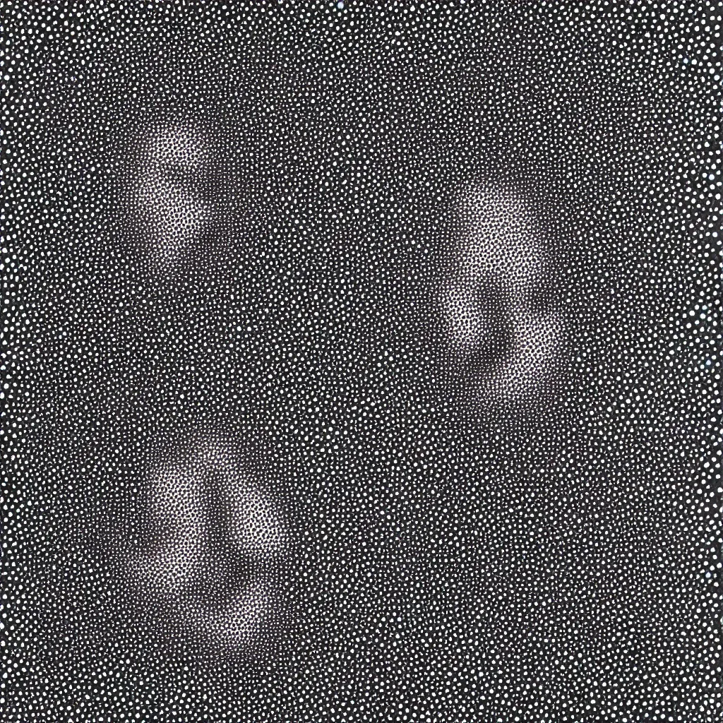 Image similar to face made out of planet, faceless people dark, dots, drip, stipple, pointillism, technical, abstract, minimal, style of francis bacon, asymmetry, pulled apart, cloak, hooded figure, made of dots, abstract, balaclava