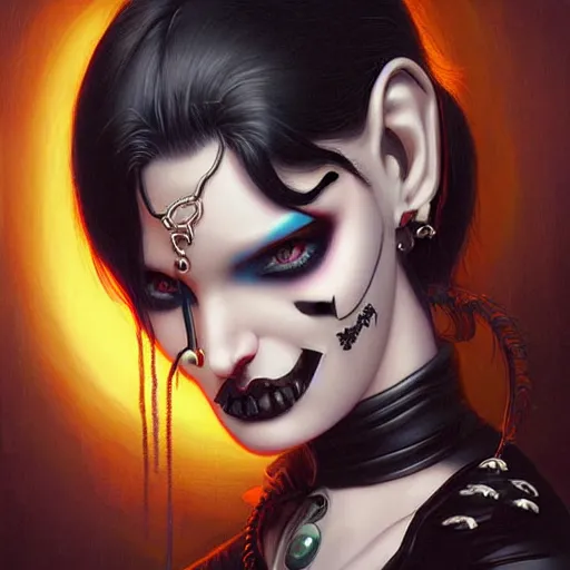 Image similar to lofi vampire goth demon portrait, digital art, Pixar style, by Tristan Eaton Stanley Artgerm and Tom Bagshaw.