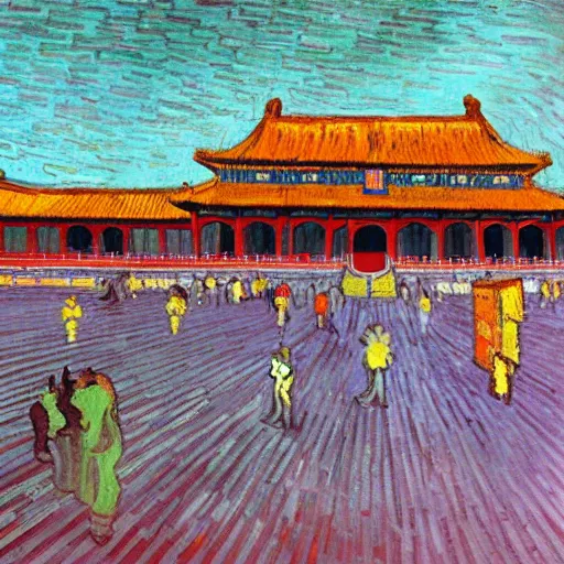 Image similar to The Forbidden City, painted by Vincent Van Gogh