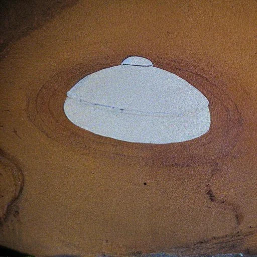 Image similar to cave painting of a ufo