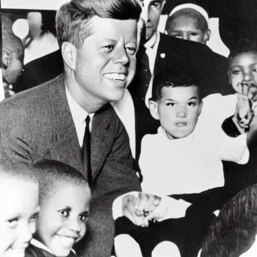 Image similar to jfk with a gen z zoomer haircut curly fade throwing up gang signs