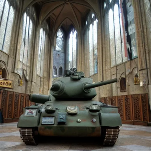 Image similar to Photo of a tank in Hogwarts Great Hall