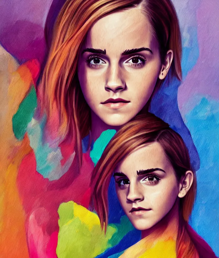 Image similar to step - sis emma watson gets stuck doing the laundry, oil painting, aesthetic face, symmetrical face, female anatomy, female, bright, colorful, portrait, character portrait, concept art, symmetrical, 4 k, macro detail, realistic shadows, bloom, cosplay, deviant art