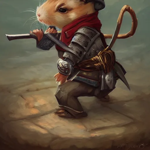 Image similar to cute little anthropomorphic Guinea Pig Samurai in city, tiny, small, short, Samurai outfit, cute and adorable, pretty, beautiful, DnD character art portrait, matte fantasy painting, DeviantArt Artstation, by Jason Felix by Steve Argyle by Tyler Jacobson by Peter Mohrbacher, cinematic lighting