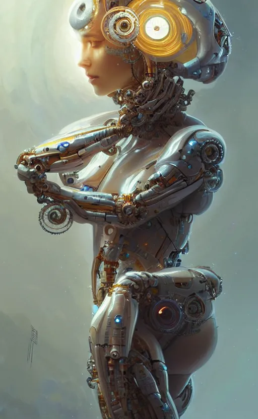 Image similar to Cyborg biomechanical jellyfish female deity, sci-fi, highly detailed, digital painting, artstation, concept art, smooth, sharp focus, illustration, art by artgerm and greg rutkowski and alphonse mucha