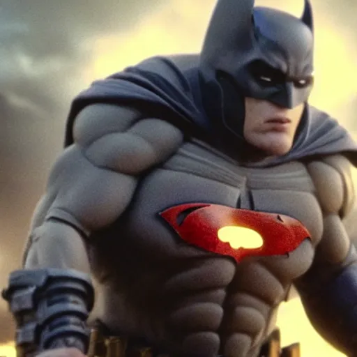 Prompt: a movie still of Darkseid choking Batman in Zack Snyder's Justice League, 4k, 8k, cinematic