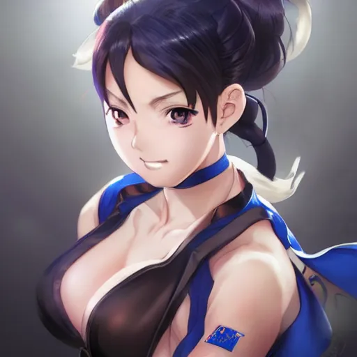 Image similar to An anime portrait of Chun li, by Stanley Artgerm Lau, WLOP, Rossdraws, James Jean, Andrei Riabovitchev, Marc Simonetti, and Sakimichan, tranding on artstation, SFW version